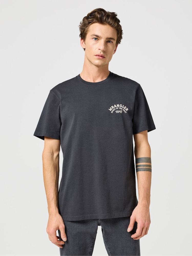 Wrangler Black Back Print Graphic 100% Cotton T-Shirt - Image 2 of 7
