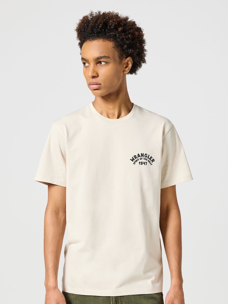 Wrangler Cream Back Print Graphic 100% Cotton T-Shirt - Image 2 of 6