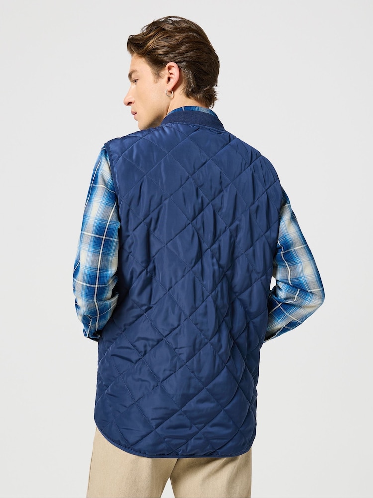 Wrangler Blue Elavated Quilted Vest Gilet - Image 2 of 6