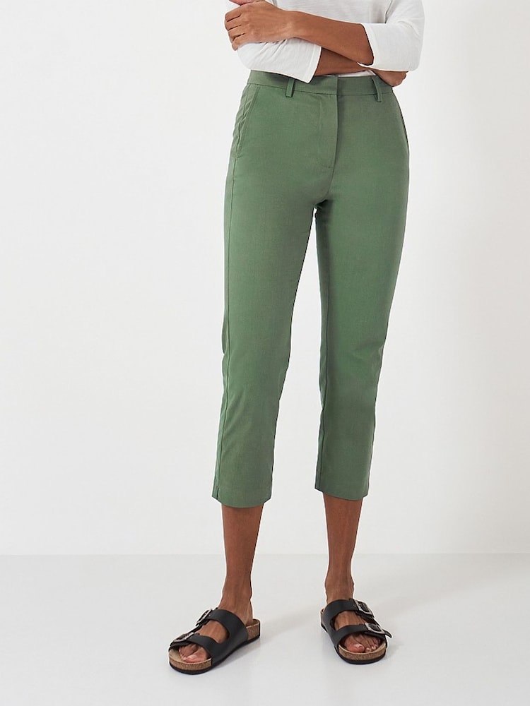 Crew Clothing Green Smart Cropped Chino Trousers - Image 1 of 4