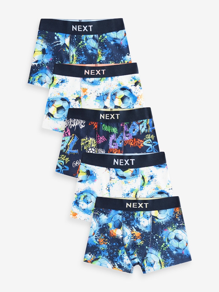 Blue Football Trunks 5 Pack (2-16yrs) - Image 1 of 9