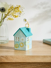 Blue Floral Sentiment Ceramic House Ornament - Image 1 of 4