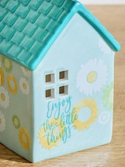 Blue Floral Sentiment Ceramic House Ornament - Image 2 of 4