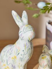 Set of 2 Yellow Floral Spring Bunny Ornaments - Image 2 of 4