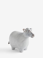 Grey Ceramic Reactive Glaze Cow Ornament - Image 3 of 4