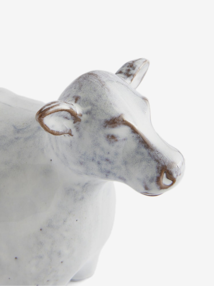 Grey Ceramic Reactive Glaze Cow Ornament - Image 4 of 4