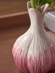 Pink/White Ceramic Garlic Clove Ornament - Image 2 of 4