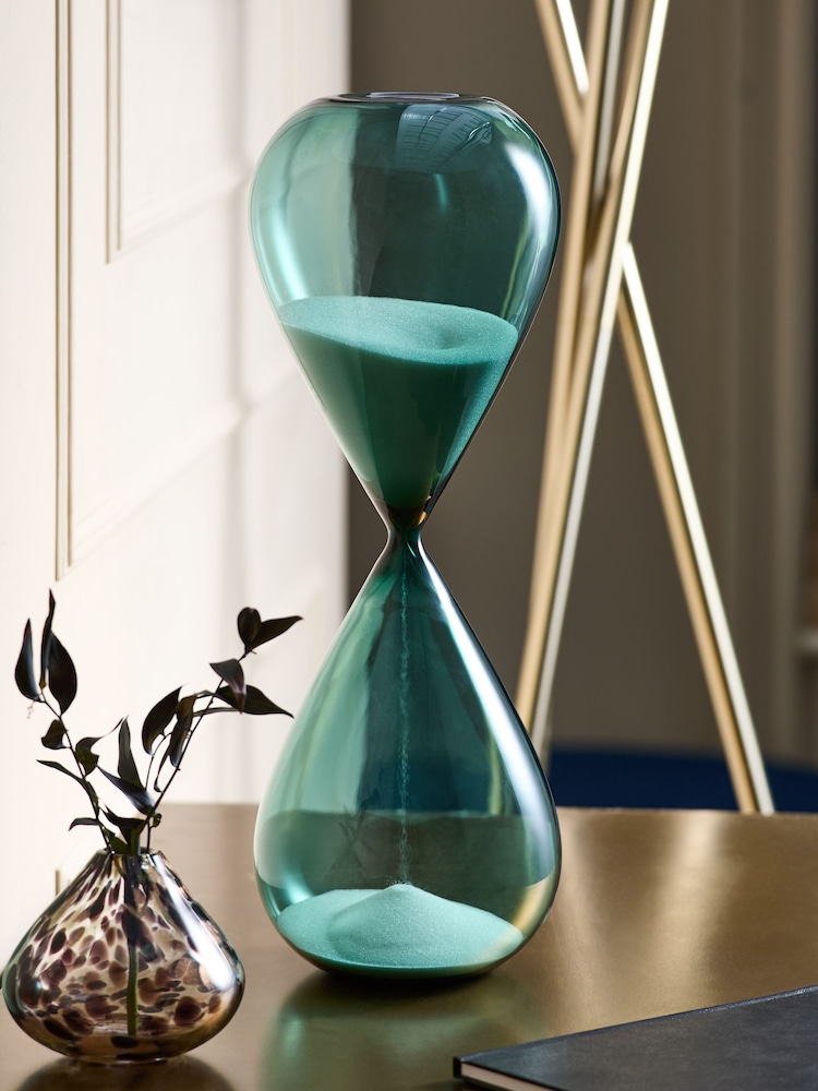Green Glass Extra Large Decorative Sand Timer - Image 1 of 4