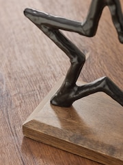 Black Metal Star Ornament on Dark Bronx Wooden Base - Image 2 of 5