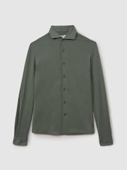 Reiss Green Smoke Bobby Modal Blend Cutaway Collar Shirt - Image 2 of 5