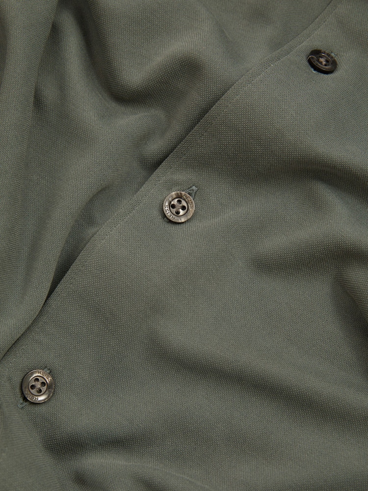 Reiss Green Smoke Bobby Modal Blend Cutaway Collar Shirt - Image 5 of 5
