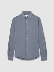 Reiss Airforce Blue Bobby Modal Blend Cutaway Collar Shirt - Image 2 of 6