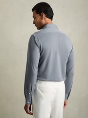 Reiss Airforce Blue Bobby Modal Blend Cutaway Collar Shirt - Image 4 of 6
