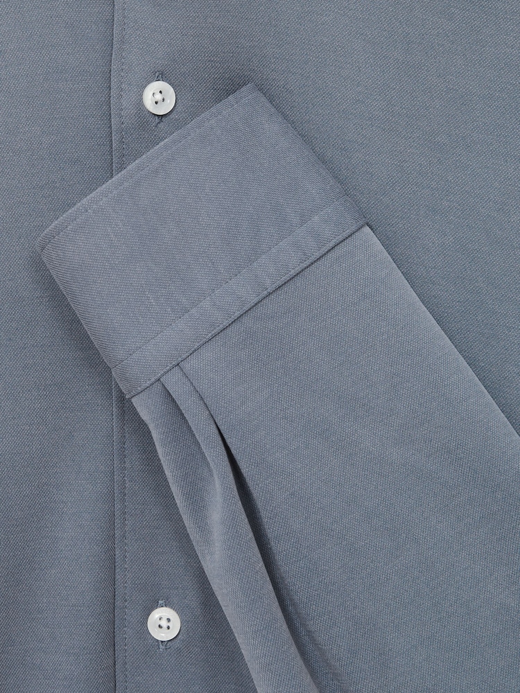 Reiss Airforce Blue Bobby Modal Blend Cutaway Collar Shirt - Image 6 of 6