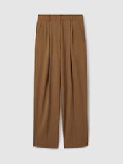 Reiss Camel Celeste Atelier Virgin Wool Tapered Trousers - Image 2 of 7