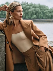 Reiss Camel Celeste Atelier Virgin Wool Tapered Trousers - Image 3 of 7