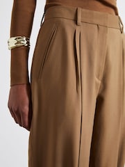 Reiss Camel Celeste Atelier Virgin Wool Tapered Trousers - Image 5 of 7