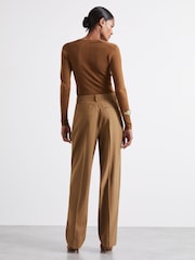 Reiss Camel Celeste Atelier Virgin Wool Tapered Trousers - Image 6 of 7