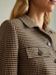 Reiss Black/Camel Lena Dogtooth Check Collared Jacket - Image 3 of 6