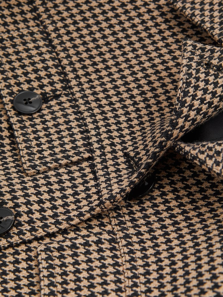 Reiss Black/Camel Lena Dogtooth Check Collared Jacket - Image 6 of 6
