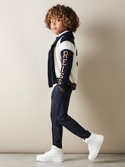 Off White/Marineblau - Reiss – Huston – Strickjacke im College-Stil - Bild 1 von 5