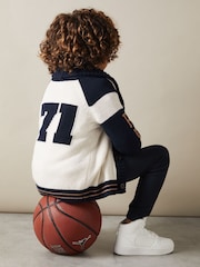 Off White/Marineblau - Reiss – Huston – Strickjacke im College-Stil - Bild 4 von 5