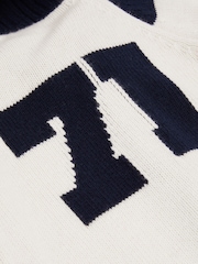 Off White/Marineblau - Reiss – Huston – Strickjacke im College-Stil - Bild 5 von 5