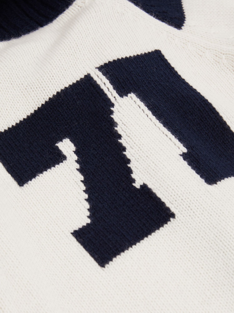 Off White/Marineblau - Reiss – Huston – Strickjacke im College-Stil - Bild 5 von 5