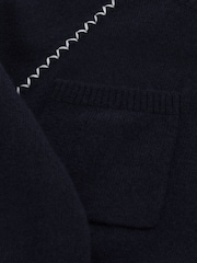 Reiss Navy Lydia 4-9 yrs Contrast Stitch Wool Blend Crew Neck Jumper - Image 4 of 4