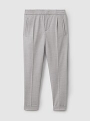 Reiss Grey Melange Brighton 9-14 yrs Relaxed Elasticated Trousers with Turn-Ups - Image 1 of 3