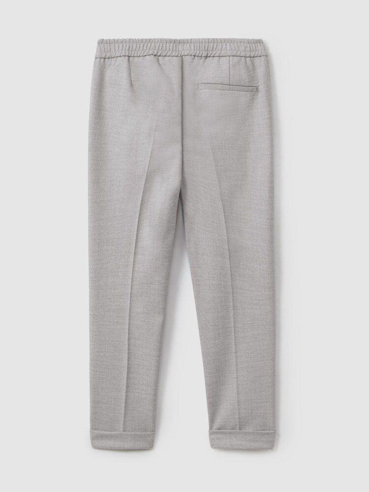 Reiss Grey Melange Brighton 9-14 yrs Relaxed Elasticated Trousers with Turn-Ups - Image 2 of 3