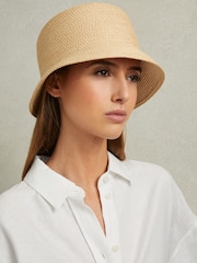 Reiss Natural Rachel Straw Bucket Hat - Image 2 of 4