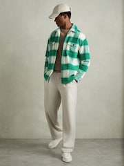 Reiss Green Mcfadden Wool Blend checked Overshirt - Image 3 of 6