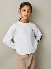 Reiss White Maggie 9-13 yrs Logo Crew Neck Sweat Top - Image 1 of 4