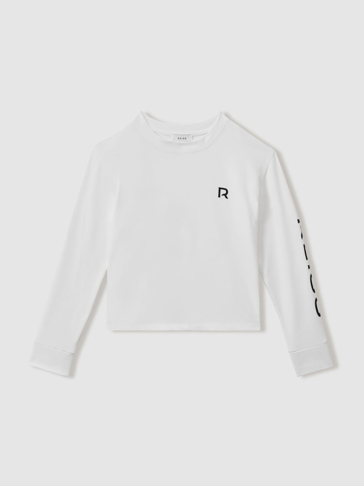 Reiss White Maggie 9-13 yrs Logo Crew Neck Sweat Top - Image 2 of 4