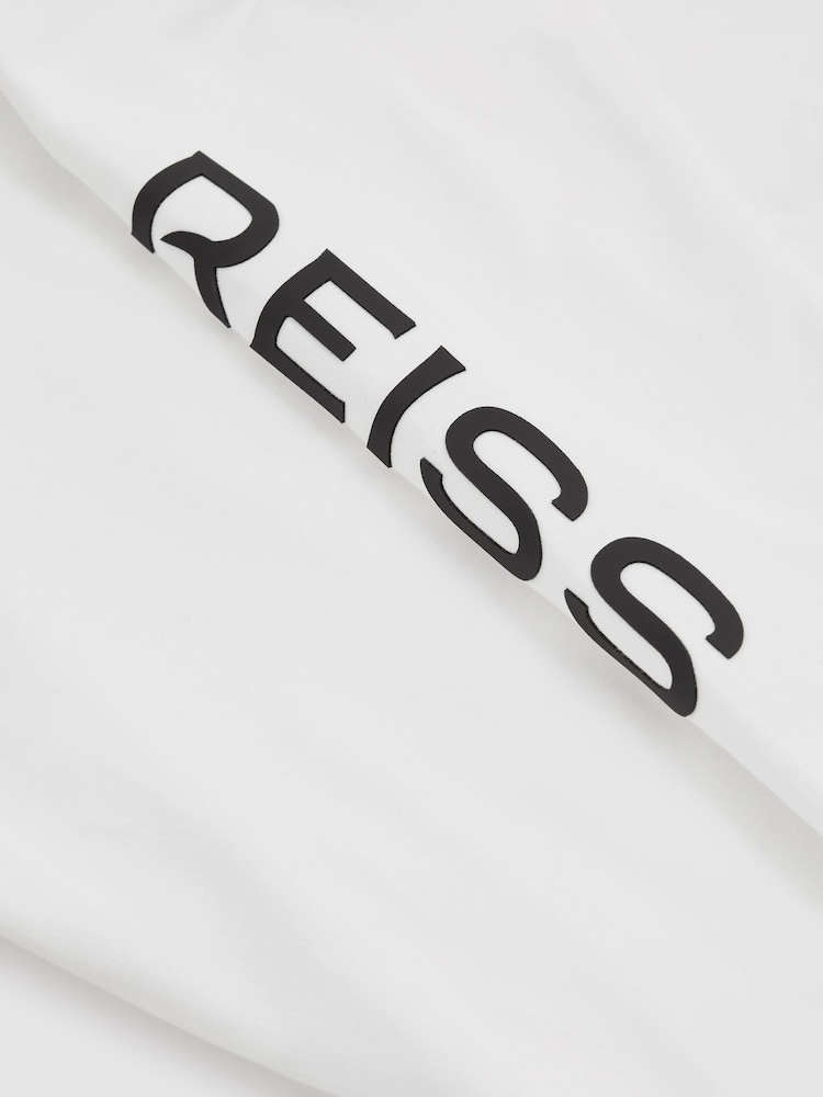 Reiss White Maggie 9-13 yrs Logo Crew Neck Sweat Top - Image 4 of 4