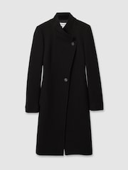 Reiss Black Maude Petite Wool-Blend Longline Double-Breasted Coat - Image 2 of 7