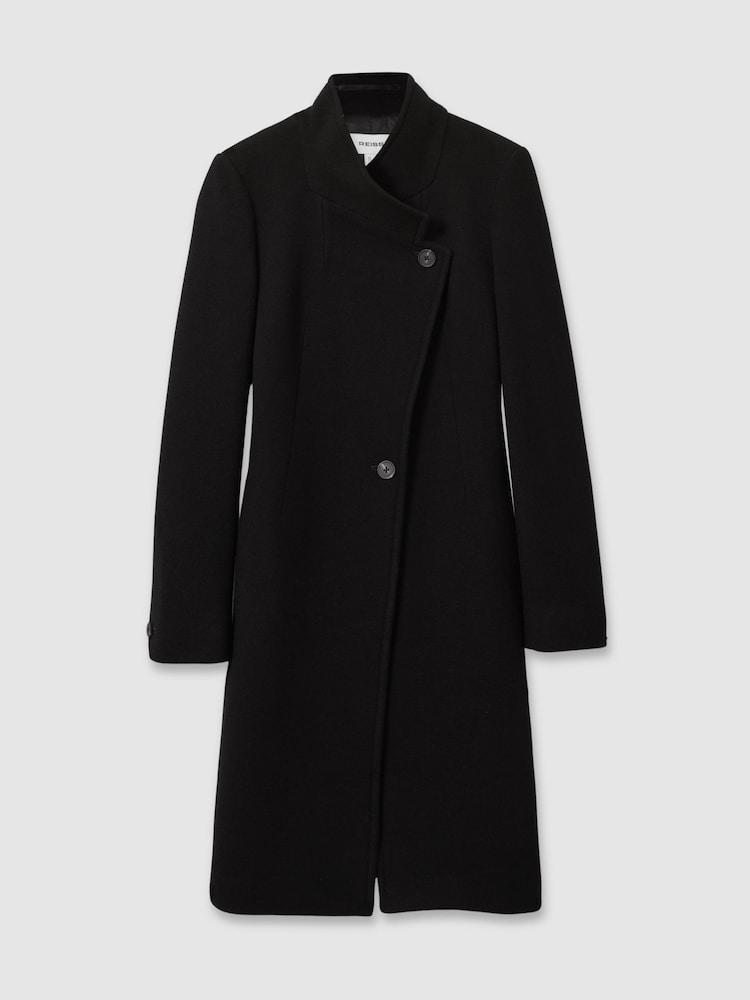 Reiss Black Maude Petite Wool-Blend Longline Double-Breasted Coat - Image 2 of 7
