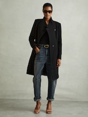 Reiss Black Maude Petite Wool-Blend Longline Double-Breasted Coat - Image 3 of 7