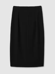 Reiss Black Gabi Petite Tailored Midi Suit Skirt - Image 2 of 7