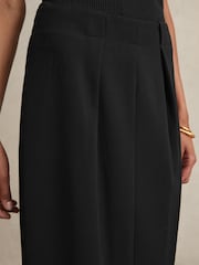 Reiss Black Gabi Petite Tailored Midi Suit Skirt - Image 4 of 7