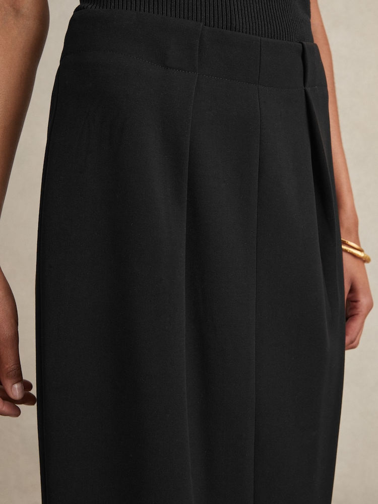 Zwart - Reiss Gabi Pleated Crepe Pencil Skirt - Image 4 of 7