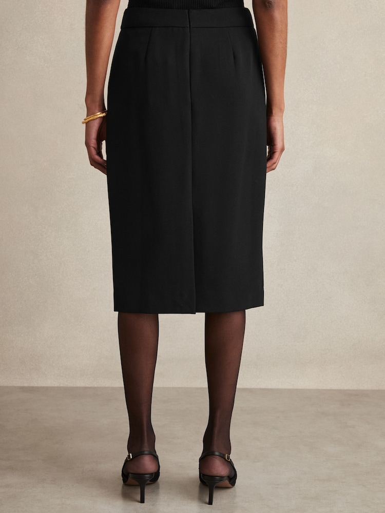 Zwart - Reiss Gabi Pleated Crepe Pencil Skirt - Image 5 of 7