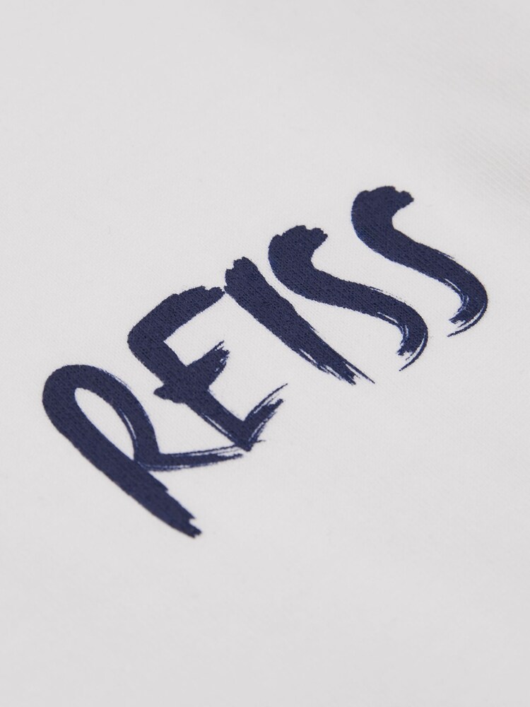 Reiss Optic White/Navy Abbott 13-14 yrs Cotton-Jersey Logo-Print T-shirt - Image 4 of 4