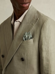 Reiss Soft Sage Marasusa Reversible Silk Pocket Square - Image 2 of 5