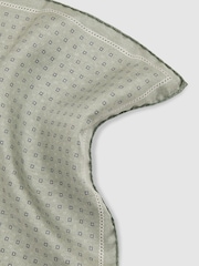 Reiss Soft Sage Marasusa Reversible Silk Pocket Square - Image 4 of 5