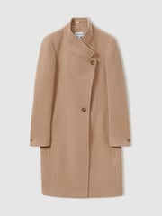 Reiss Light Camel Maude Wool Blend Longline Double Breasted Coat - Image 2 of 7