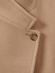 Reiss Light Camel Maude Wool Blend Longline Double Breasted Coat - Image 7 of 7