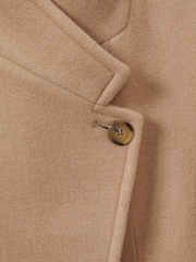Reiss Light Camel Maude Wool Blend Longline Double Breasted Coat - Image 7 of 7