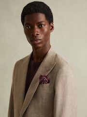 Reiss Bordeaux Pulcino Reversible Silk Pocket Square - Image 2 of 5